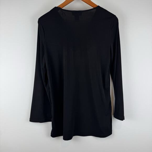 Carmen Marc Valvo Women's V-Neck Stud Front Blouse in black Size S - Picture 6 of 9